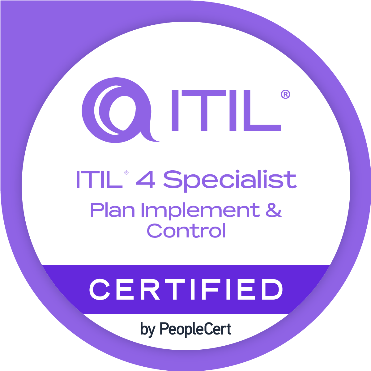 ITIL Plan, Implement and Control badge